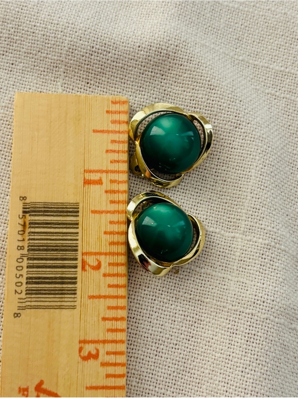 Green Cabochon Vintage Demi Parure Mid Century Modet - Picture 6 of 6